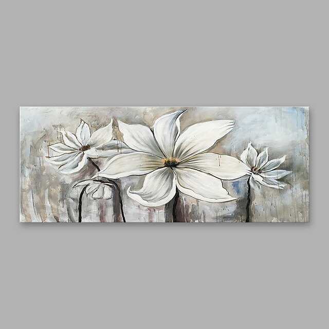  ハング塗装油絵 手描きの - 花柄 / 植物の 近代の キャンバス / ローリングキャンバス