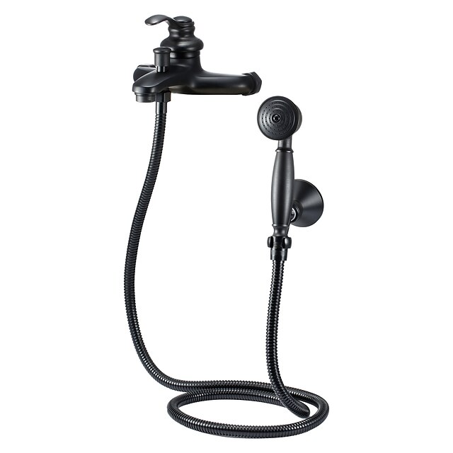  Dusjkran Sett - Regnfall Antikk Olje-gnidd Bronse Dusjsystem Keramisk Ventil Bath Shower Mixer Taps / Messing / Enkelt håndtak To Huller