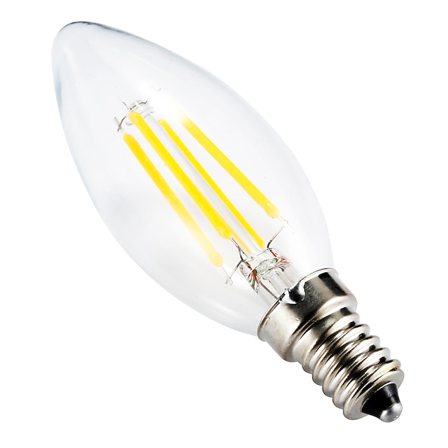  BRELONG® 1pc 4 W 300-350 lm E14 LED-glødepærer C35 4 LED perler COB Mulighet for demping / Dekorativ Varm hvit 220-240 V / RoHs