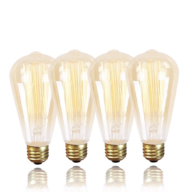  GMY® 4pcs 60 W E26 / E27 ST64 Varmvit 2200 k Kontor / företag / Bimbar / Dekorativ Glödande Vintage Edison glödlampa 220-240 V