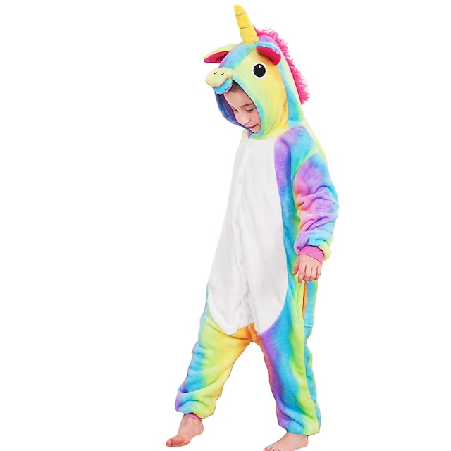 Kid's Kigurumi Pajamas Unicorn Flying Horse Pony Print Onesie Pajamas ...