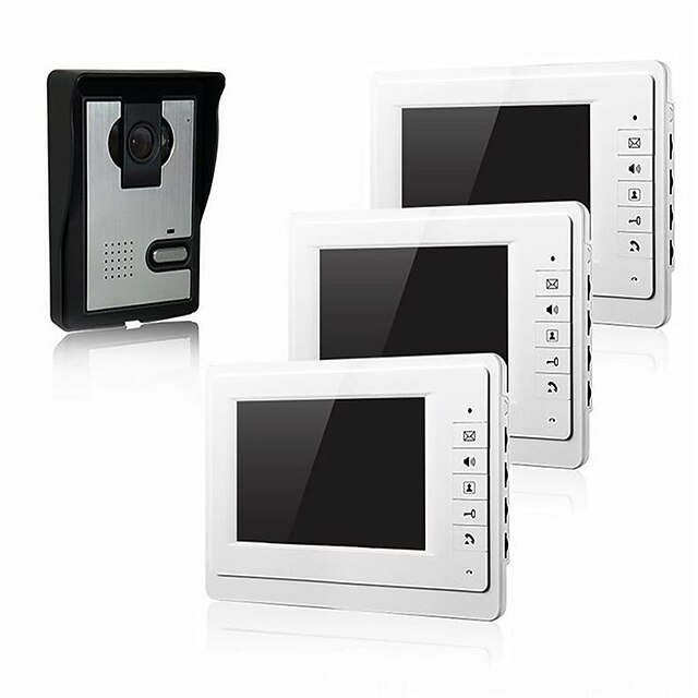  Bekabeld Gefotografeerd / Video-deurbel voor meerdere gezinnen 7 inch(es) Handsfree 800*480 Pixel Een tot drie video-deurtelefoon