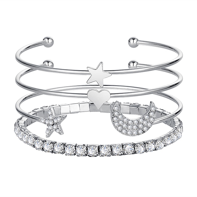  Women's Bracelet Bangles Tennis Bracelet Star Ladies Fashion Alloy Bracelet Jewelry Gold / Silver For Prom Date Promise