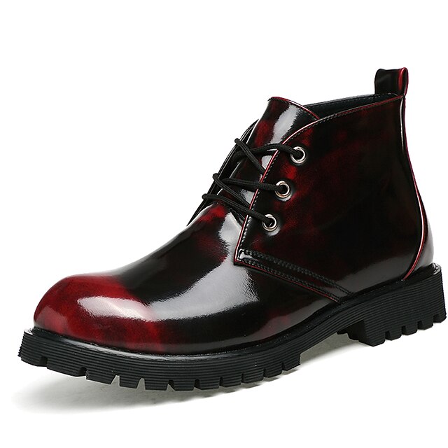  Bărbați Nappa Leather / Imitație de Piele Iarnă Confortabili / Pantofi formale Cizme Plimbare Cizme / Cizme la Gleznă Auriu / Negru / Vișiniu / Party & Seară / Dantelă / Party & Seară