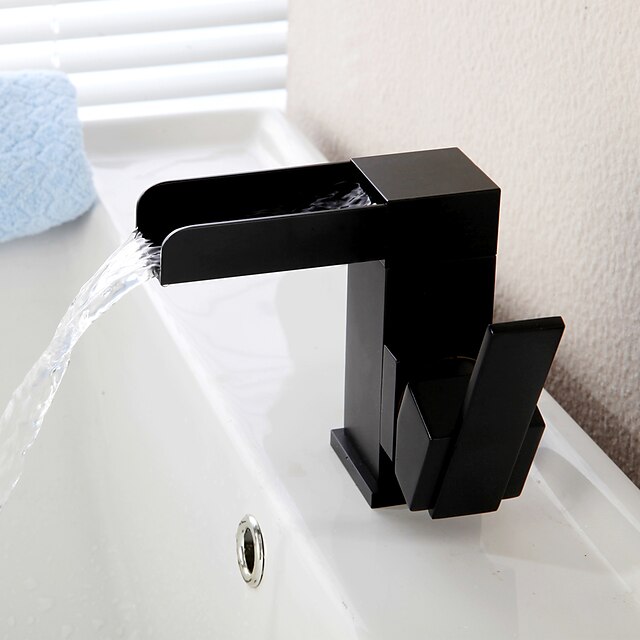  Bathroom Sink Faucet - Waterfall Oil-rubbed Bronze Centerset Single Handle One HoleBath Taps