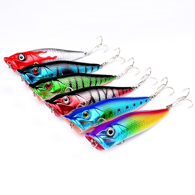  6 pcs Ferramentas de pesca Isco Duro Popper de Pesca Clássico Genérico Afundando Bass Truta Pique Pesca de Mar Pesca de Isco Pesca de Isco e Barco Plástico