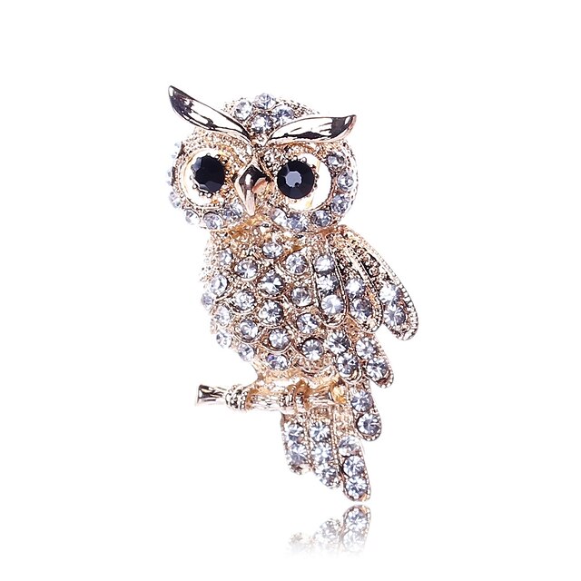  Women's Brooches Owl Animal Ladies Classic Imitation Diamond Brooch Jewelry Gold For Daily