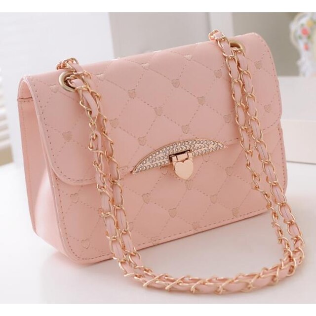  Women's Bags PU Leather Crossbody Bag Buttons Leather Bag Daily White Black Purple Blushing Pink