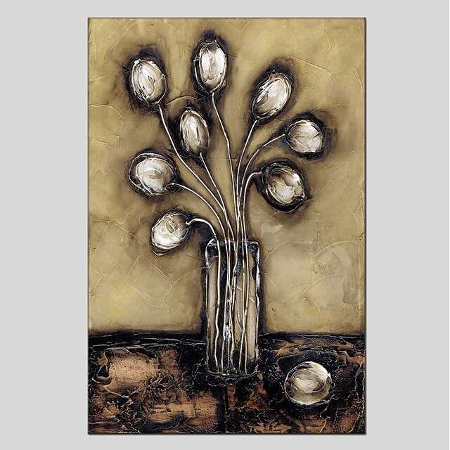  Hang-malované olejomalba Ručně malované - Květinový / Botanický motiv Moderní Plátno / Reprodukce plátna