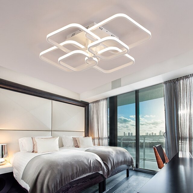  Plafonnier led à 6 lumières carré géométrique simplicité moderne plafonnier led salon salle à manger chambre luminaire uniquement dimmable avec télécommande
