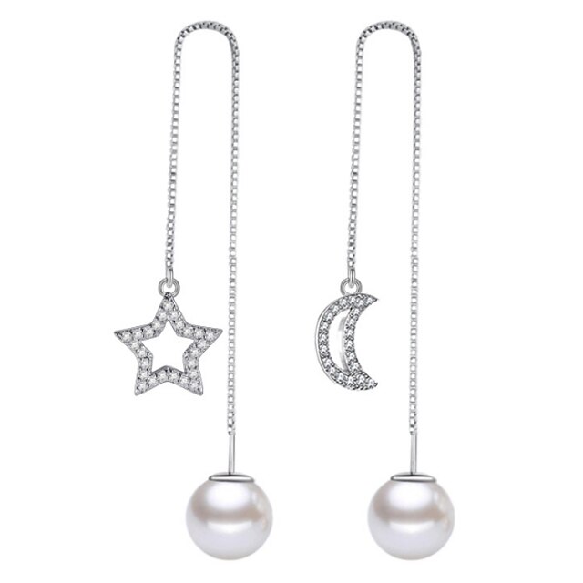  Women's Drop Earrings Hoop Earrings Imitation Pearl Elegant Sweet Fashion Alloy Moon Star Jewelry Wedding Party