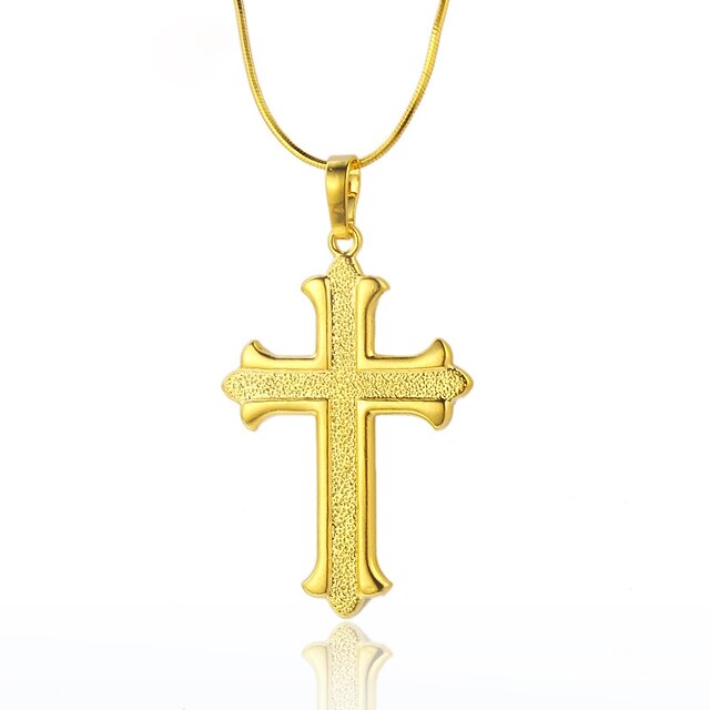  Men's Women's Pendant Necklace / Chain Necklace - Gold Plated Cross Basic Gold Necklace Jewelry For Christmas, Street