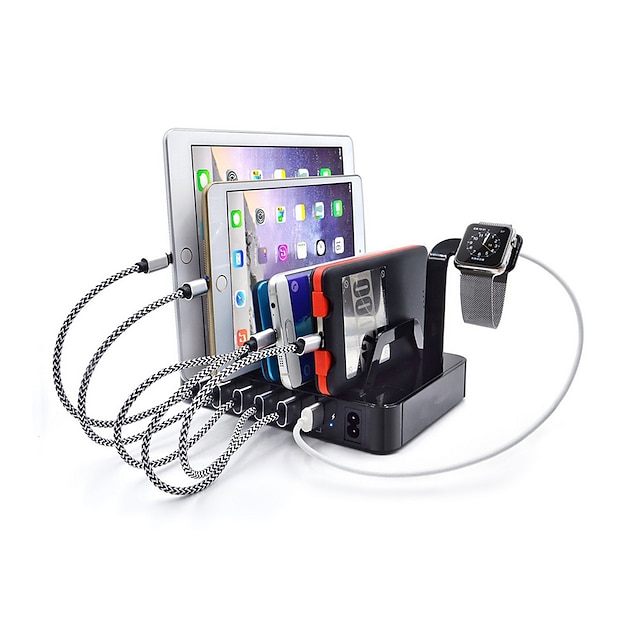  USB Charger 6 Ports Desk Charger Station With Switch(es) Stand Dock Charging Adapter