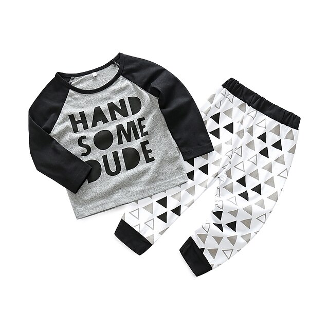  Baby Boys' Casual Daily Print Long Sleeve Clothing Set Black