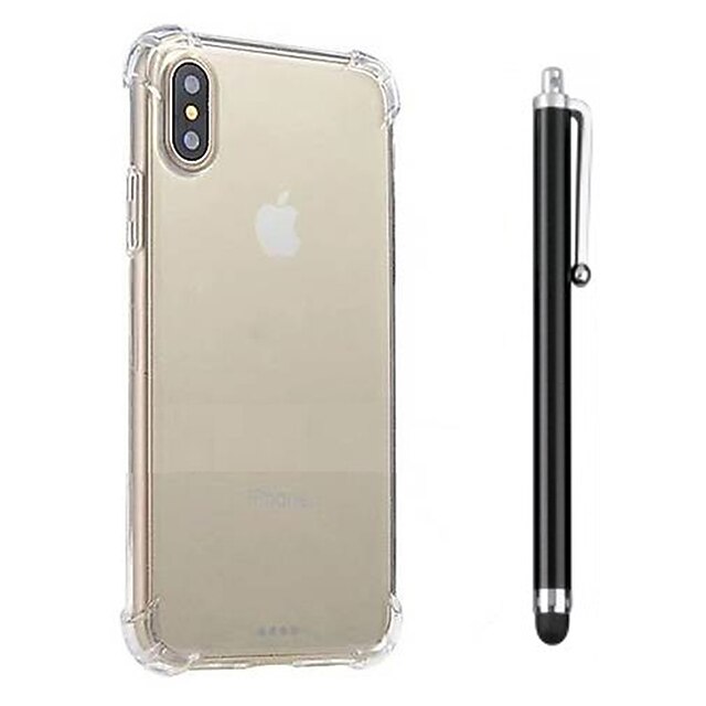  Capinha Para Apple iPhone X / iPhone 8 Plus / iPhone 8 Antichoque / Transparente Capa traseira Sólido Macia TPU