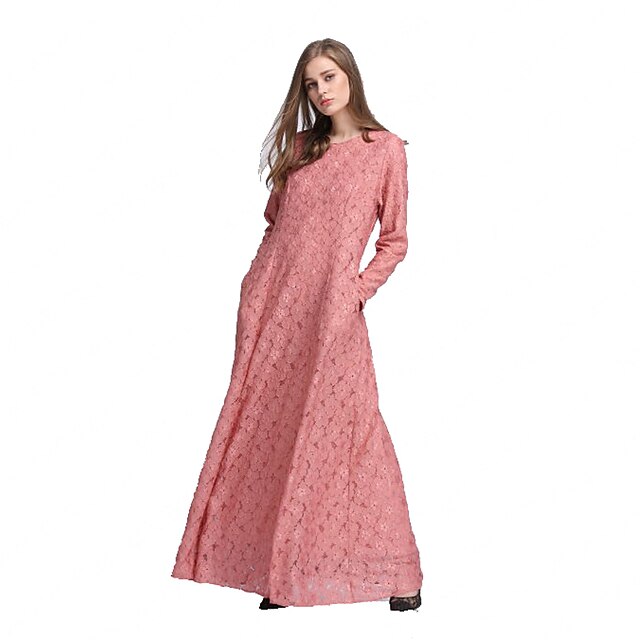  arabialainen Naisten Hameet Ethnic Style Pitkä Pituus Arabian mekko Abaya Kaftan mekko Käyttötarkoitus Pitsi Pitsi Leninki