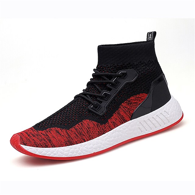  Voor heren Sneakers Comfort schoenen Informeel ulko- Tricot Zwart / Rood Zwart Rood Kleurenblok Herfst Lente