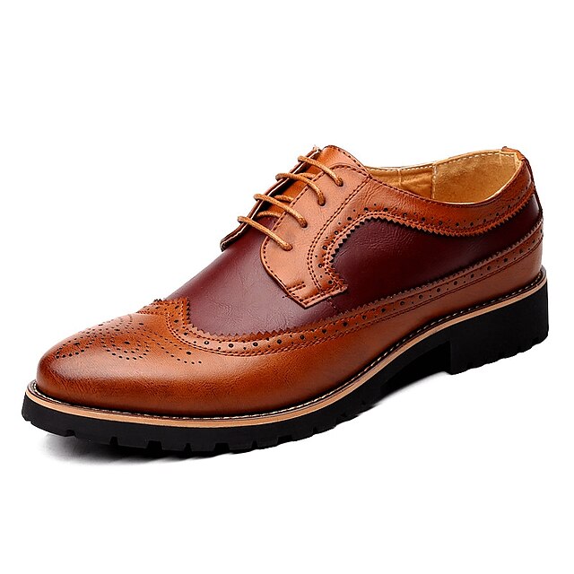  Homens Oxfords Bullock Shoes Sapatos de couro Sapatos Confortáveis Formais Casual Couro Preto Marrom Amarelo Primavera Outono / Cadarço / EU42