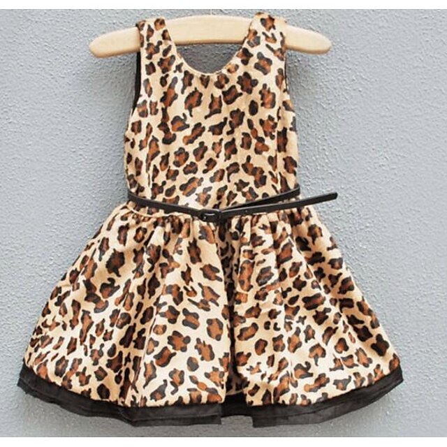 Girls' Sleeveless Leopard Polka Dot 3D Printed Graphic Dresses Simple Polyester Dress Fall Holiday Casual Daily