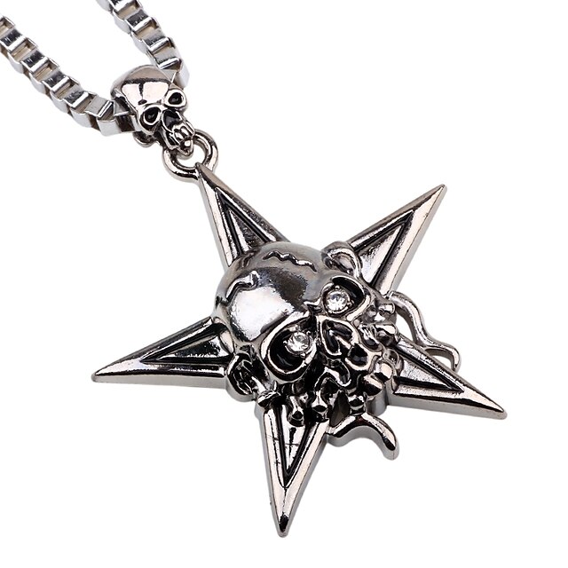  Men's Pendant Necklace Chain Necklace Engraved Skull Rock Hip-Hop Alloy Silver Necklace Jewelry One-piece Suit For Gift Going out Cosplay Costumes