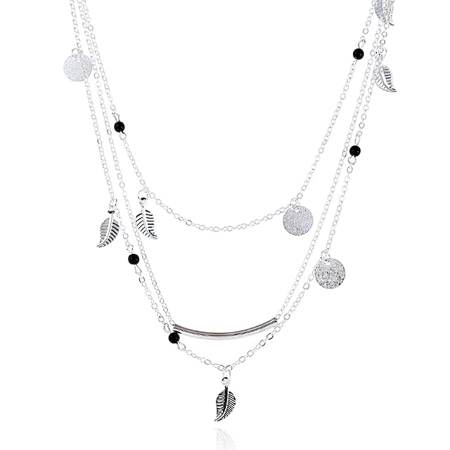  Mujer Collares con colgantes / Collares de cadena - Forma de Hoja Moda Plata Gargantillas Joyas Para Calle, Noche