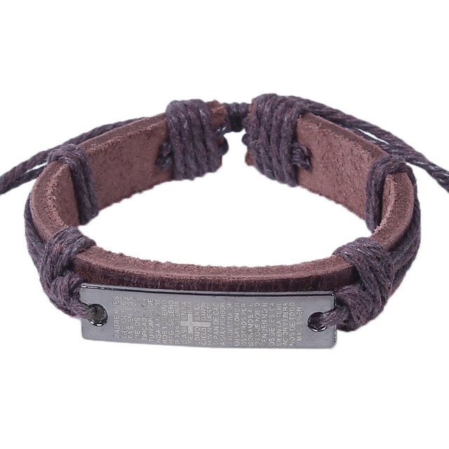  Men's Leather Bracelet Bracelet Sideways Cross Cross Rock Hip-Hop Leather Bracelet Jewelry Black / Coffee For Street Going out
