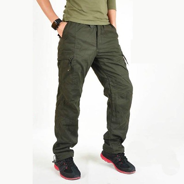 Men's Fleece Lined Thermal Trousers Hiking Outdoor Cargo Combat Work Pants 