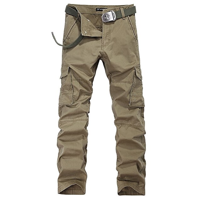  Miesten Reisitaskuhousut Yhtenäinen väri Talvi Ulko- Multi-Pocket Kulutuskestävyys Puuvilla Pants Khaki Vaellus Ulkoliikunta Multisport S M L XL XXL