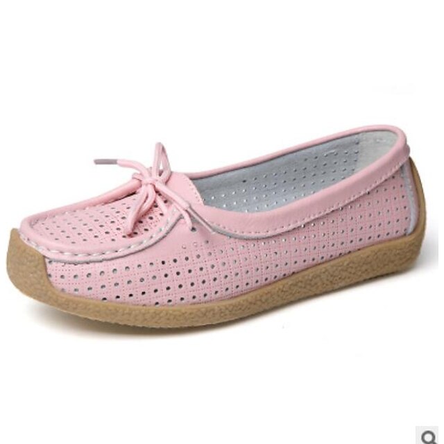 Mulheres Sapatos Couro Ecológico Primavera / Outono Conforto Mocassins e Slip-Ons Sem Salto Dedo Fechado Laranja / Amarelo / Rosa claro