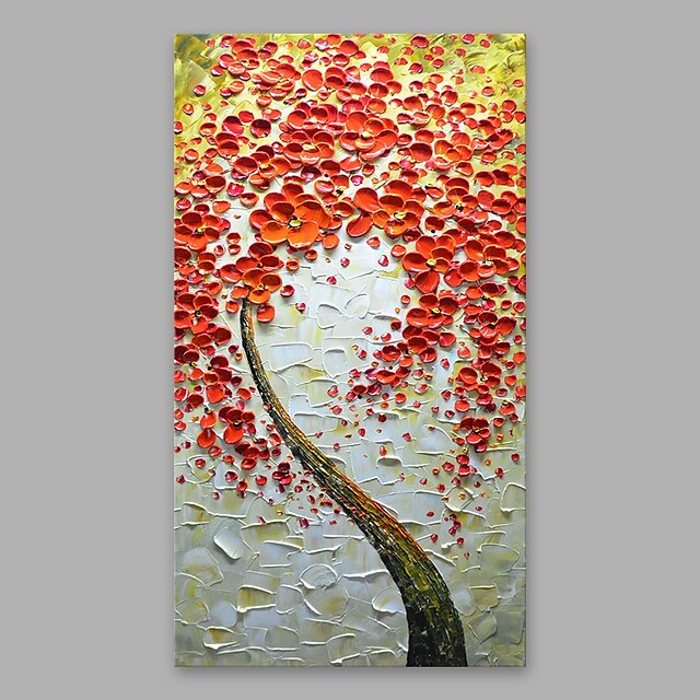  Hang-geschilderd olieverfschilderij Handgeschilderde - Bloemenmotief / Botanisch Modern Inclusief Inner Frame / Uitgerekt canvas