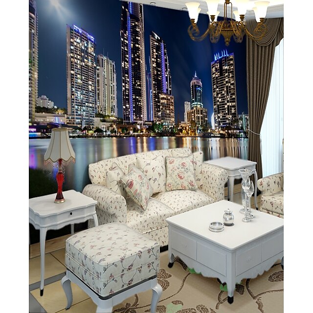  City Night View Custom 3D Large Wall Covering Mural Wallpaper Suitable Restaurant Tv Background City