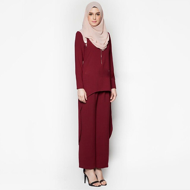 arabisch Damen A-Linie Ethnisch Modisch Urlaubskleid Arabisches Kleid Abaya Muslimisches Kleid Maxikleider Für Polyester Solide