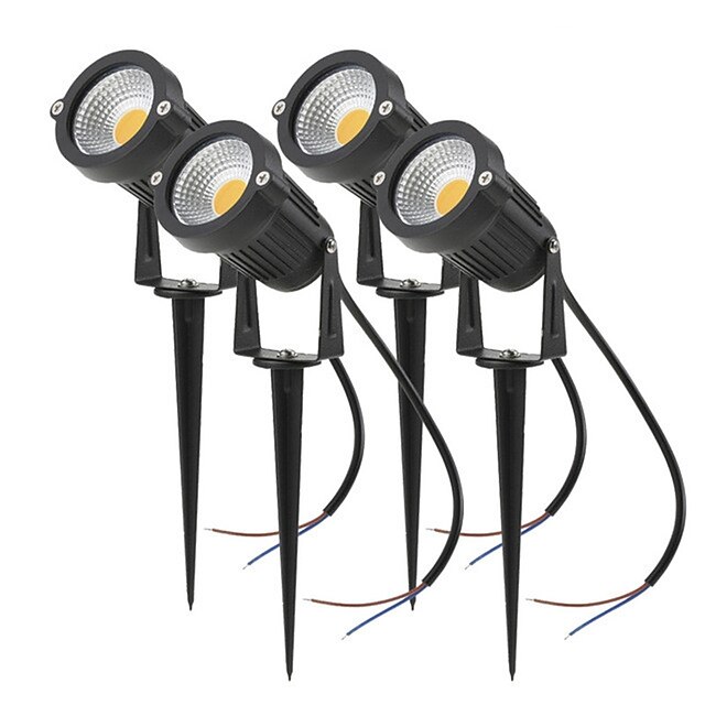  outdoor 4pcs 4 w led holofote luzes de gramado decorativos à prova d'água branco quente frio branco vermelho 85-265 v 12 v iluminação externa jardim do pátio 1 contas de led