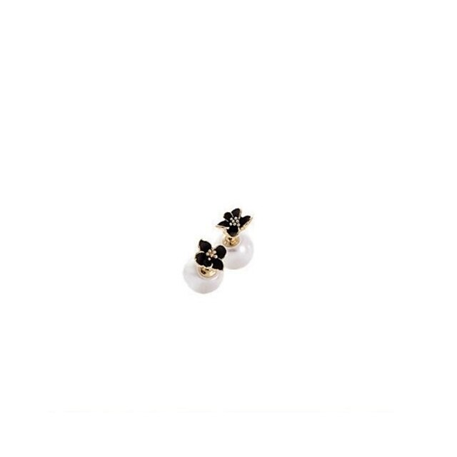  Damen Perlen Ohrstecker Gestlyte Ohrringe Vorne Hinten Gänseblümchen Süß Modisch Künstliche Perle Ohrringe Schmuck Weiß / Schwarz Für Party Alltag