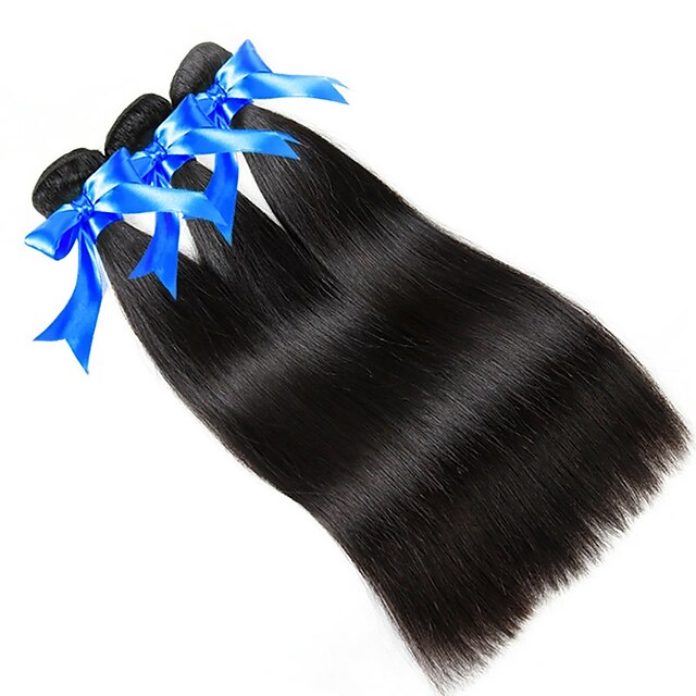  3 svazky Peruánské vlasy Volný Panenské vlasy Lidské vlasy Vazby 8-28 inch Přírodní barva Lidské vlasy Vazby Novorozený Roztomilý Mini Rozšíření lidský vlas / 10A / Rovné