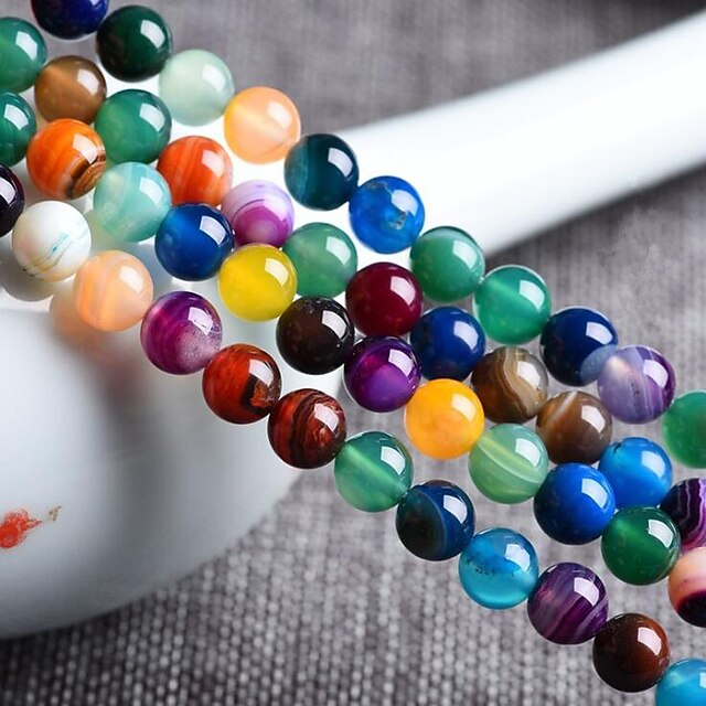 DIY Jewelry 48 pcs Beads Agate Rainbow Round Bead 0.8 cm DIY Necklace Bracelet