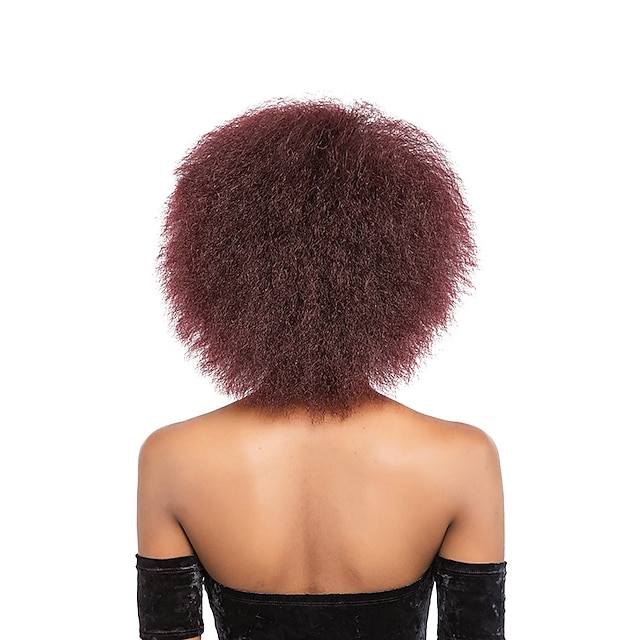  Συνθετικές Περούκες Afro Kinky Kinky Curly Kinky Σγουρό Αφρο Kinky Περούκα Κοντό σκούρο κρασί Μαύρο #27 Strawberry Blonde Συνθετικά μαλλιά Γυναικεία Μαύρο