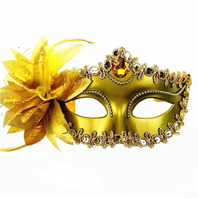  Carnaval Venetiaans masker / Masquerade Mask Zwart / Zilver / Gouden Metaal Cosplayaccessoires Maskerade Halloweenkostuums