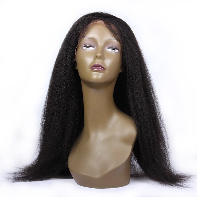  Virgin Human Hair Glueless Lace Front Lace Front Wig style Brazilian Hair kinky Straight Wig 130% 150% 180% Density with Baby Hair African American Wig Women's Short Medium Length Human Hair Lace Wig