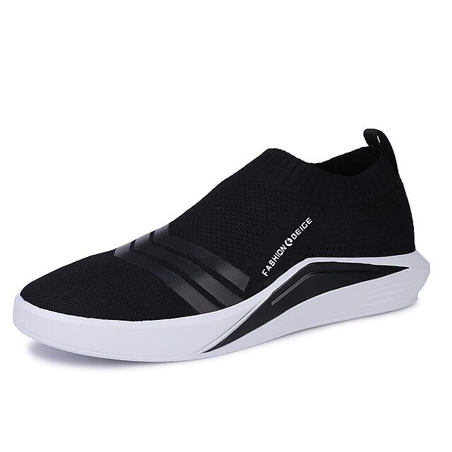  Spring / Fall Comfort Casual Outdoor Sneakers Knit White / Black