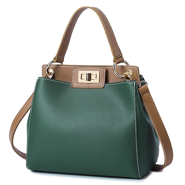 Women's Bags PU Leather Tote Zipper Leather Bags Office & Career Black Red Dark Green Milky White