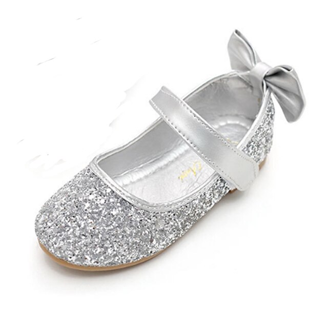  Para Meninas Rasos Conforto / Inovador / Sapatos para Daminhas de Honra Glitter Little Kids (4-7 anos) Laço / Velcro Dourado / Prata Primavera / Outono / Festas & Noite / Borracha