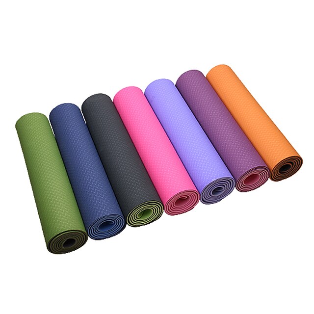  Yoga Mat 183*61*0.6 cm Odor Free Eco-friendly Extra Thick Intranet Reinforcement High Density Sticky TPE Waterproof Non Toxic Non Slip for Pilates Exercise & Fitness Bikram Black Purple Pink