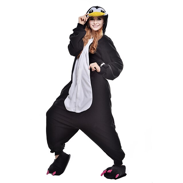  Adults' Kigurumi Pajamas Penguin Animal Onesie Pajamas Polar Fleece Synthetic Fiber Black Cosplay For Men and Women Animal Sleepwear Cartoon Festival / Holiday Costumes