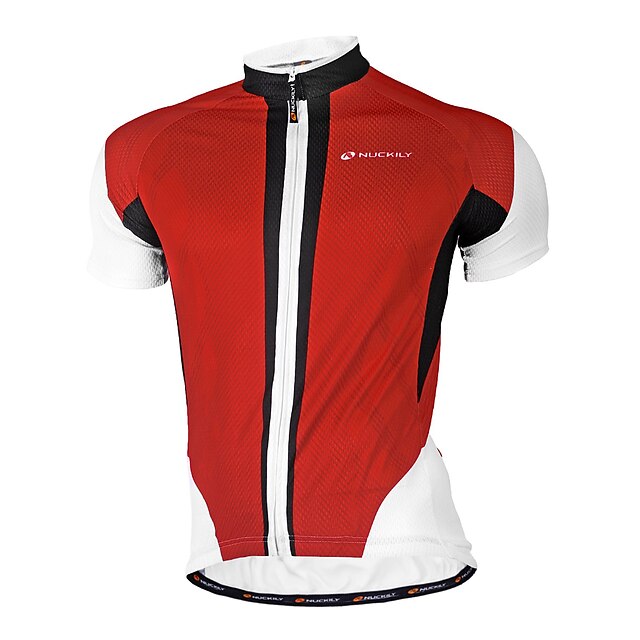  Nuckily Men's Short Sleeve Cycling Jersey Summer Polyester Red Blue Geometic Bike Jersey Top Mountain Bike MTB Road Bike Cycling Anatomic Design Quick Dry Breathable Sports Clothing Apparel