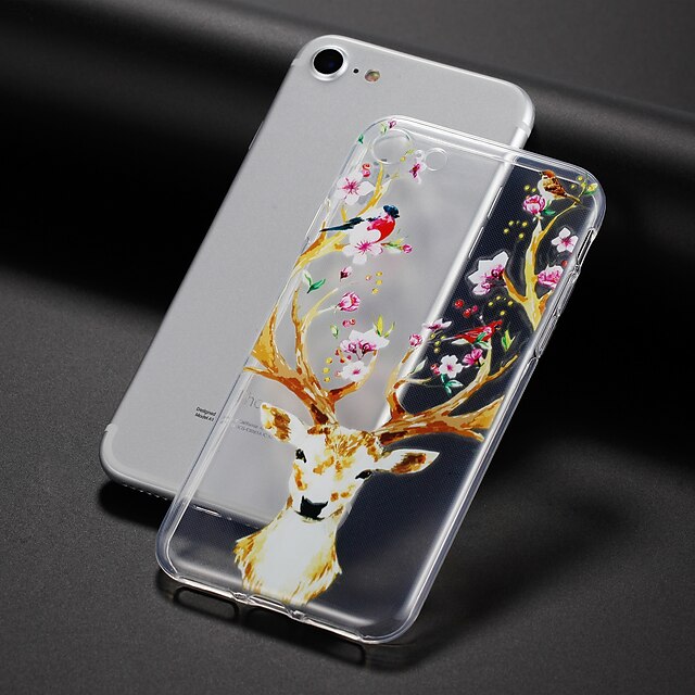  Case For Apple iPhone 7 Plus / iPhone 7 / iPhone 6s Plus Transparent / Embossed / Pattern Back Cover Animal / Flower Soft TPU