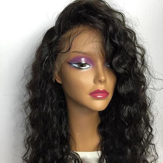  Human Hair Glueless Full Lace Full Lace Wig Layered Haircut With Bangs style Brazilian Hair Curly Wig 130% Density with Baby Hair Natural Hairline 100% Virgin Unprocessed Women's Medium Length Human
