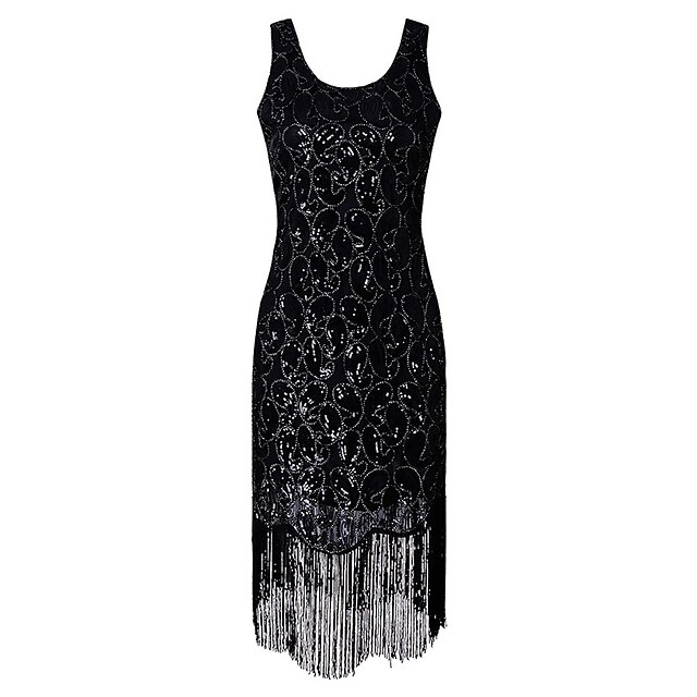  Charleston Roaring 20s 1920s The Great Gatsby Roaring Twenties Vacation Dress Flapper Dress Halloween Costumes Prom Dresses Women's Sequins Lace Costume Golden / Black Vintage Cosplay Party
