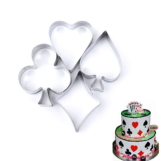  4PCS Poker Shape Cookie Mold Card Metal Cake Moulds Kitchen Decorating Tools