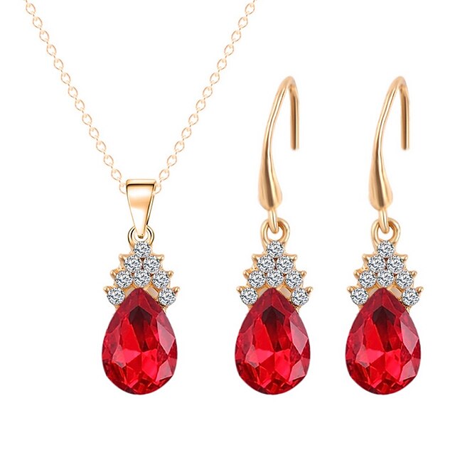  Γυναικεία Κοσμήματα Σετ - Επιχρυσωμένο Απλός, Μοντέρνα Περιλαμβάνω Κρεμαστά Κολιέ Κόκκινο Για Γάμου Καθημερινά